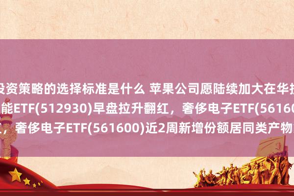 投资策略的选择标准是什么 苹果公司愿陆续加大在华投资，AI东谈主工智能ETF(512930)早盘拉升翻红，奢侈电子ETF(561600)近2周新增份额居同类产物第一