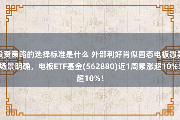 投资策略的选择标准是什么 外部利好肖似固态电板愚弄场景明确，电板ETF基金(562880)近1周累涨超10%！