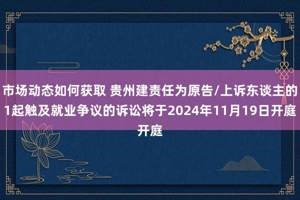 市场动态如何获取 贵州建责任为原告/上诉东谈主的1起触及就业争议的诉讼将于2024年11月19日开庭