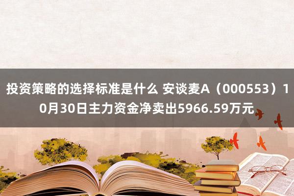 投资策略的选择标准是什么 安谈麦A（000553）10月30日主力资金净卖出5966.59万元