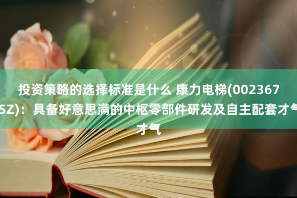 投资策略的选择标准是什么 康力电梯(002367.SZ)：具备好意思满的中枢零部件研发及自主配套才气