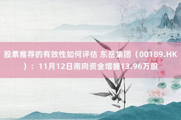 股票推荐的有效性如何评估 东岳集团（00189.HK）：11月12日南向资金增握13.96万股