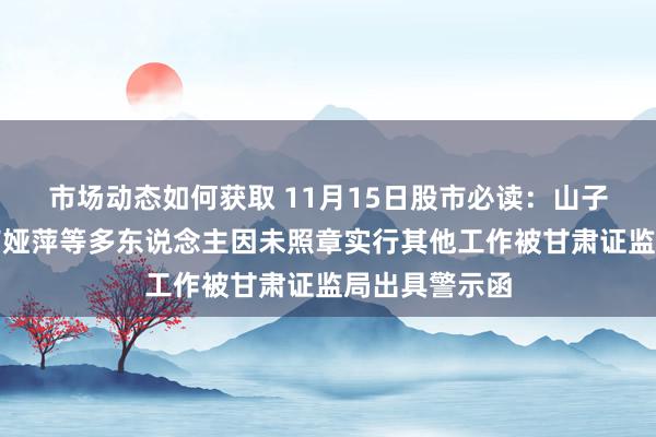 市场动态如何获取 11月15日股市必读：山子高科王润、卢娅萍等多东说念主因未照章实行其他工作被甘肃证监局出具警示函