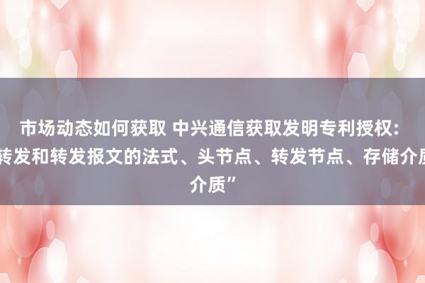 市场动态如何获取 中兴通信获取发明专利授权: “转发和转发报文的法式、头节点、转发节点、存储介质”