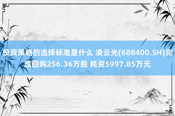 投资策略的选择标准是什么 凌云光(688400.SH)完成回购256.36万股 耗资5997.85万元