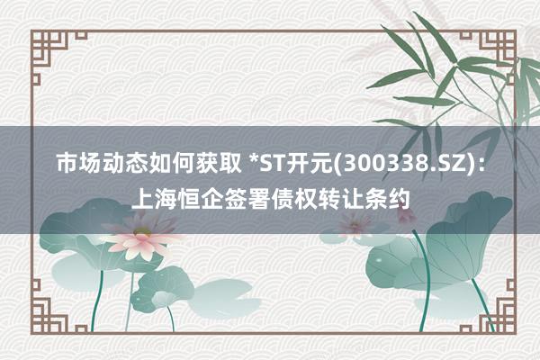 市场动态如何获取 *ST开元(300338.SZ)：上海恒企签署债权转让条约