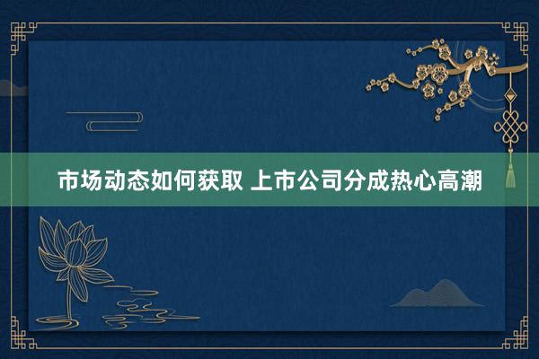 市场动态如何获取 上市公司分成热心高潮