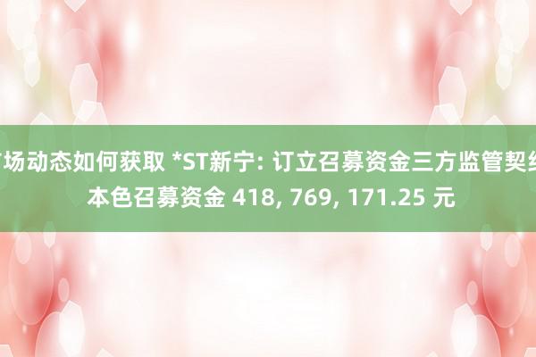 市场动态如何获取 *ST新宁: 订立召募资金三方监管契约, 本色召募资金 418, 769, 171.25 元