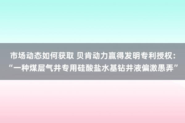 市场动态如何获取 贝肯动力赢得发明专利授权：“一种煤层气井专用硅酸盐水基钻井液偏激愚弄”