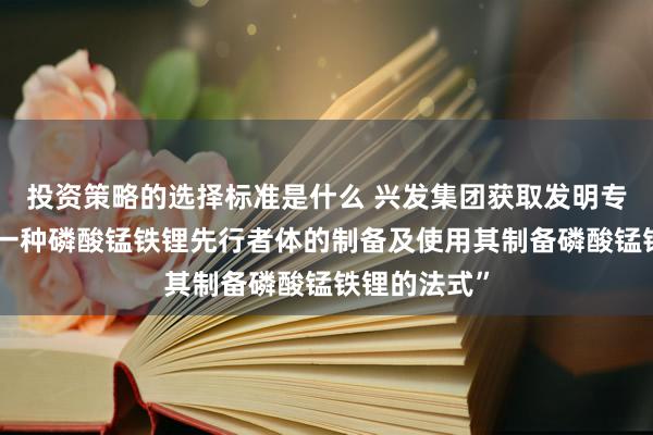 投资策略的选择标准是什么 兴发集团获取发明专利授权：“一种磷酸锰铁锂先行者体的制备及使用其制备磷酸锰铁锂的法式”