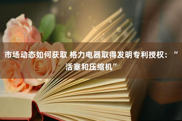 市场动态如何获取 格力电器取得发明专利授权：“活塞和压缩机”