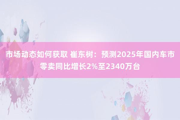 市场动态如何获取 崔东树：预测2025年国内车市零卖同比增长2%至2340万台