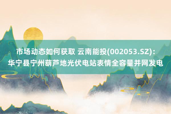 市场动态如何获取 云南能投(002053.SZ)：华宁县宁州葫芦地光伏电站表情全容量并网发电