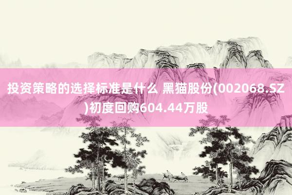 投资策略的选择标准是什么 黑猫股份(002068.SZ)初度回购604.44万股