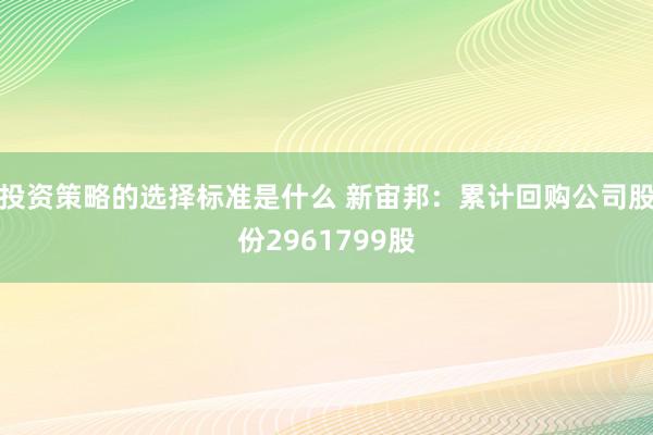 投资策略的选择标准是什么 新宙邦：累计回购公司股份2961799股