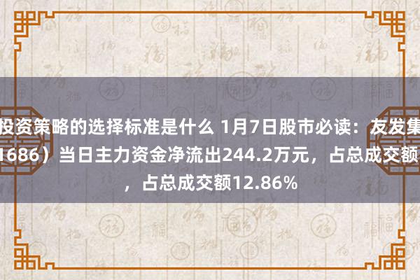 投资策略的选择标准是什么 1月7日股市必读：友发集团（601686）当日主力资金净流出244.2万元，占总成交额12.86%