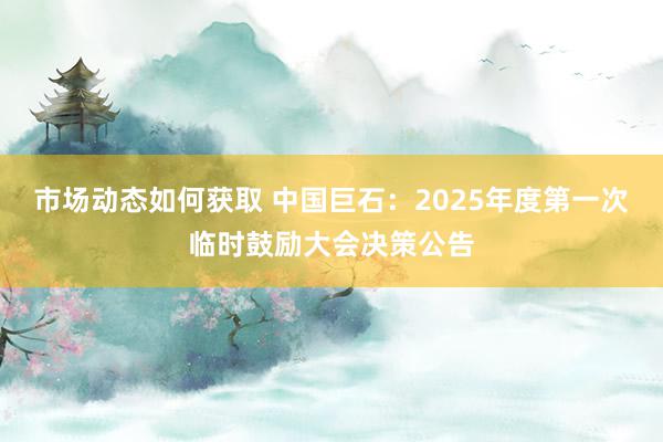 市场动态如何获取 中国巨石：2025年度第一次临时鼓励大会决策公告