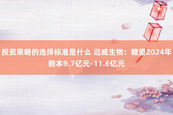 投资策略的选择标准是什么 迈威生物：瞻望2024年赔本9.7亿元-11.6亿元