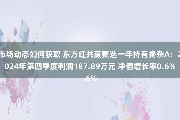 市场动态如何获取 东方红共赢甄选一年持有搀杂A：2024年第四季度利润187.89万元 净值增长率0.6%