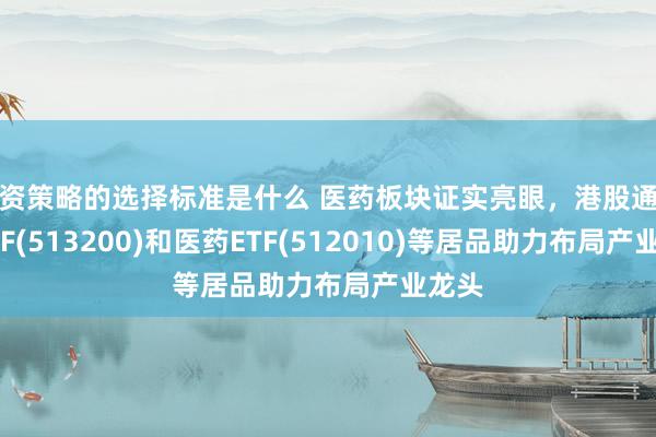 投资策略的选择标准是什么 医药板块证实亮眼，港股通医药ETF(513200)和医药ETF(512010)等居品助力布局产业龙头