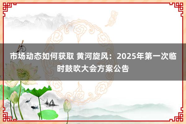 市场动态如何获取 黄河旋风：2025年第一次临时鼓吹大会方案公告