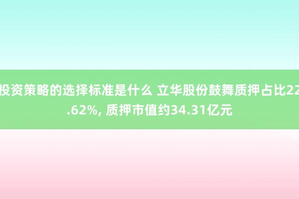 投资策略的选择标准是什么 立华股份鼓舞质押占比22.62%, 质押市值约34.31亿元