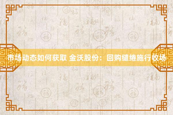 市场动态如何获取 金沃股份：回购缱绻施行收场