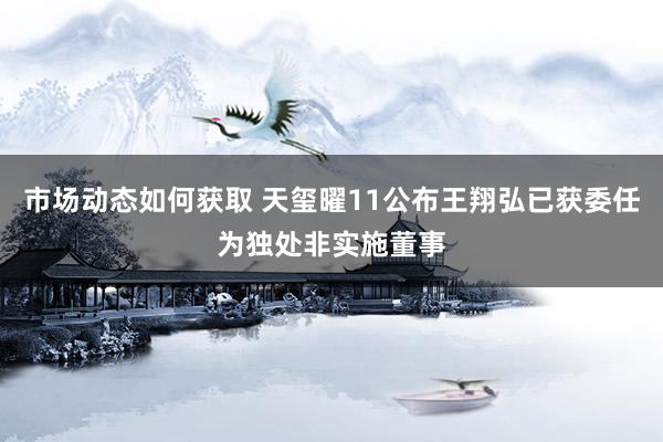 市场动态如何获取 天玺曜11公布王翔弘已获委任为独处非实施董事