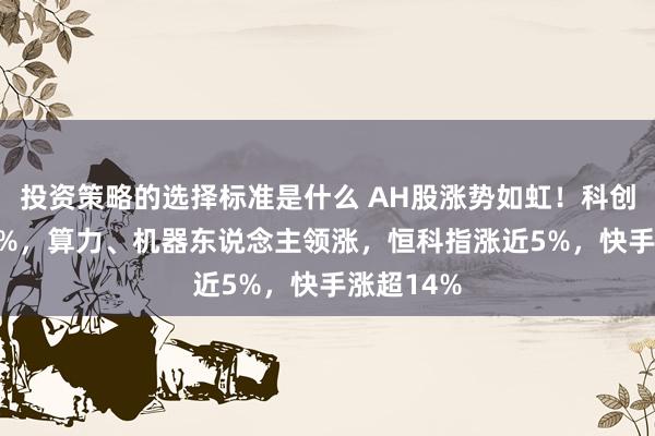 投资策略的选择标准是什么 AH股涨势如虹！科创50涨超3%，算力、机器东说念主领涨，恒科指涨近5%，快手涨超14%