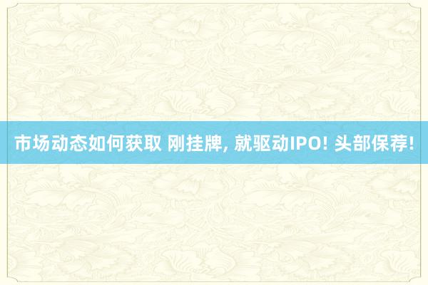 市场动态如何获取 刚挂牌, 就驱动IPO! 头部保荐!