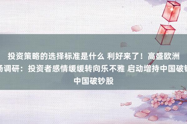 投资策略的选择标准是什么 利好来了！高盛欧洲商场调研：投资者感情缓缓转向乐不雅 启动增持中国破钞股